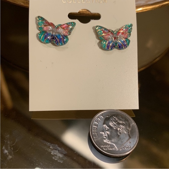 Butterfly Stud Earrings - Picture 2 of 4